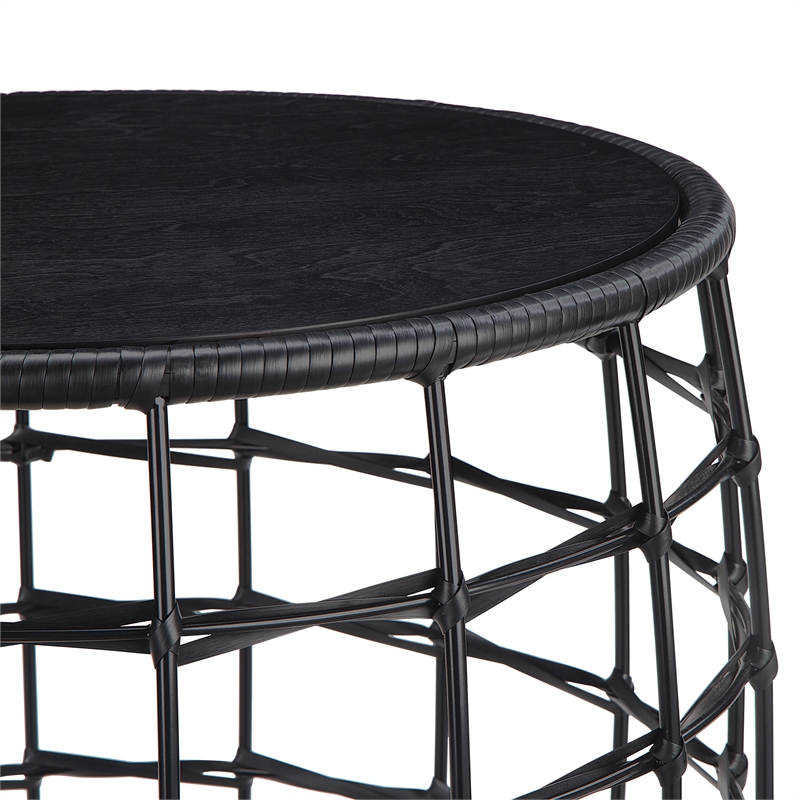 Scranton & Co 2-Piece Nesting Drum Tables in Black Engineered Wood