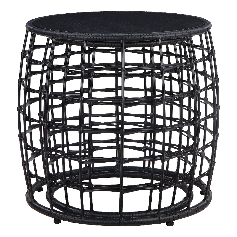 Scranton & Co 2-Piece Nesting Drum Tables in Black Engineered Wood