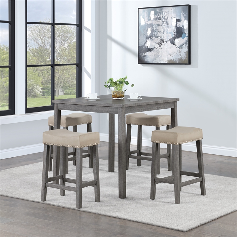 Scranton & Co 5-Piece Counter Height Dining Set in Antique Gray Woodgrain