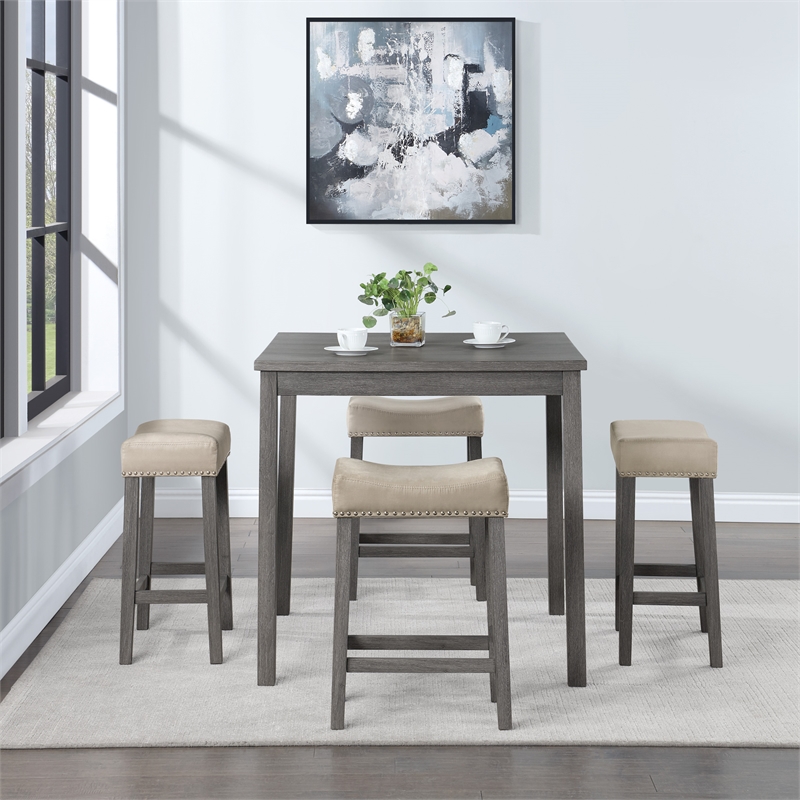 Scranton & Co 5-Piece Counter Height Dining Set in Antique Gray Woodgrain