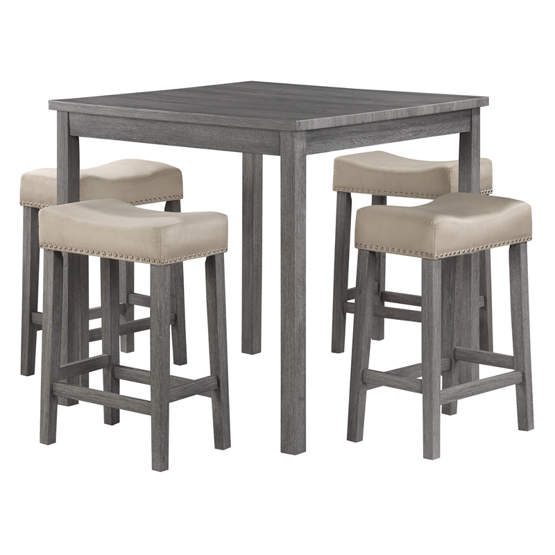 Scranton & Co 5-Piece Counter Height Dining Set in Antique Gray Woodgrain