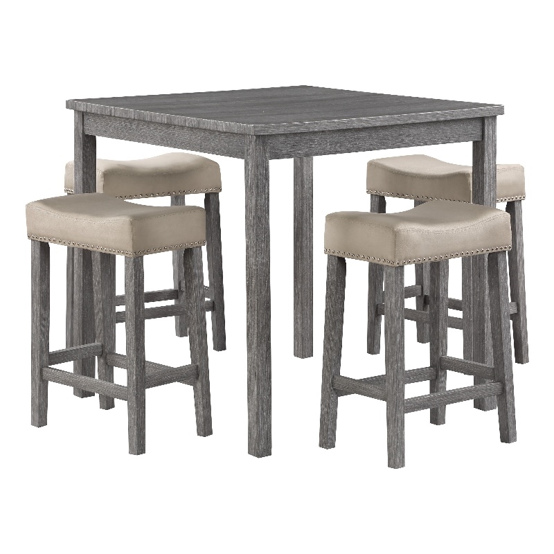 Scranton & Co 5-Piece Counter Height Dining Set in Antique Gray Woodgrain