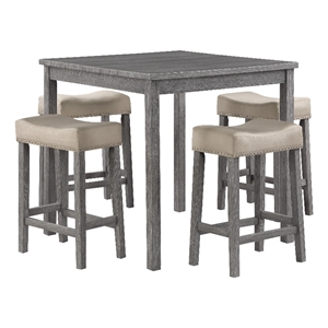 Scranton & Co 5-Piece Counter Height Dining Set in Antique Gray Woodgrain