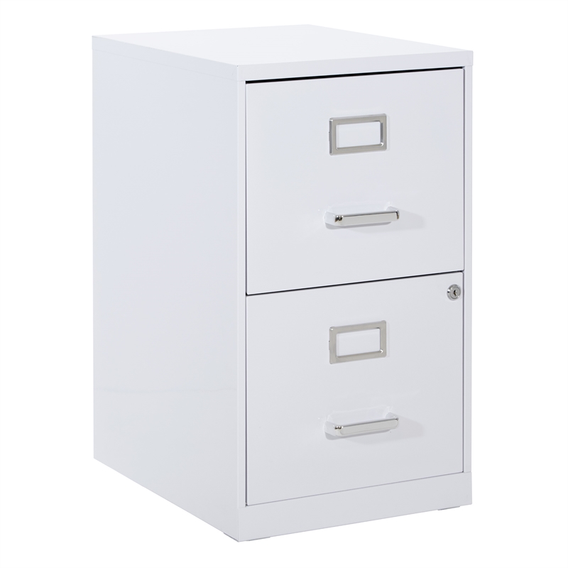 Scranton & Co 2-Drawer Locking Metal File Cabinet in White Assembled
