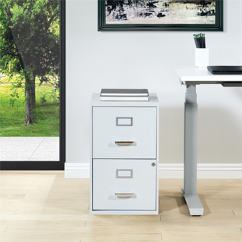 Scranton & Co 2-Drawer Locking Metal File Cabinet in Gray Assembled