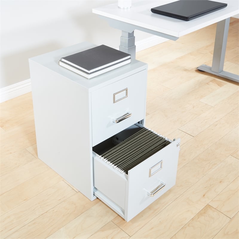 Scranton & Co 2-Drawer Locking Metal File Cabinet in Gray Assembled