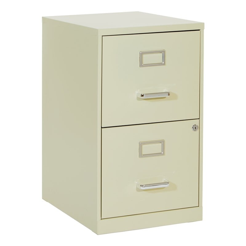 Scranton & Co 2-Drawer Locking Metal File Cabinet in Tan Assembled