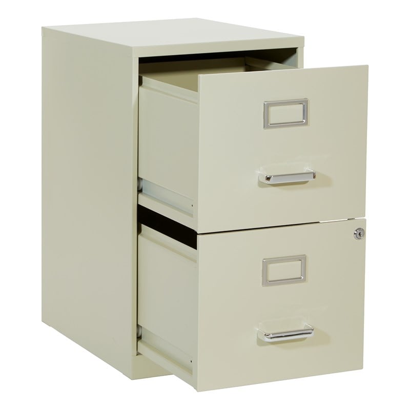 Scranton & Co 2-Drawer Locking Metal File Cabinet in Tan Assembled