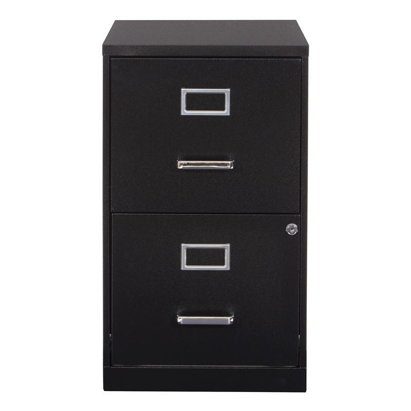 Scranton & Co 2-Drawer Locking Metal File Cabinet in Black Assembled