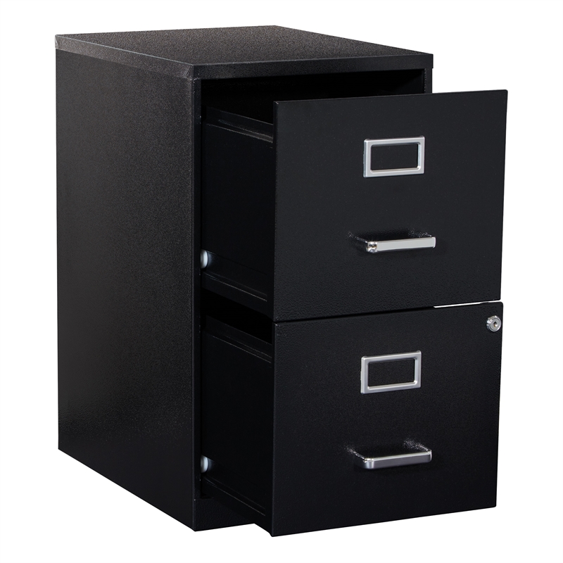 Scranton & Co 2-Drawer Locking Metal File Cabinet in Black Assembled