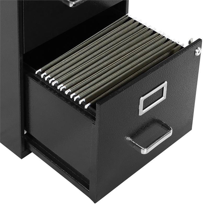 Scranton & Co 2-Drawer Locking Metal File Cabinet in Black Assembled