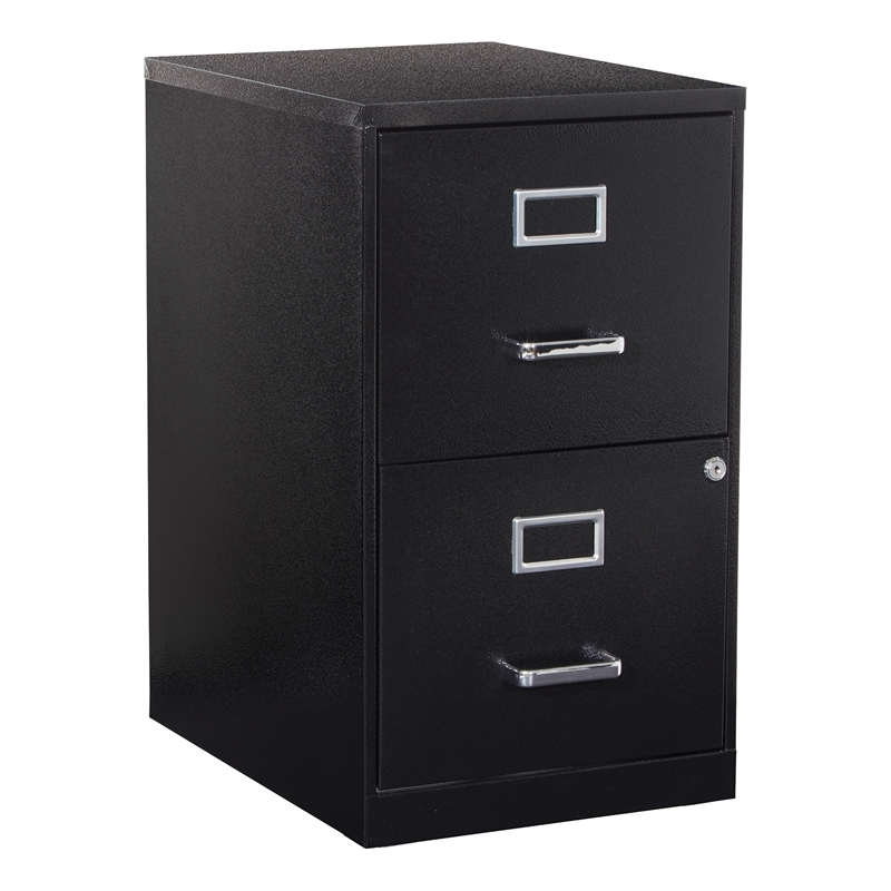 Scranton & Co 2-Drawer Locking Metal File Cabinet in Black Assembled