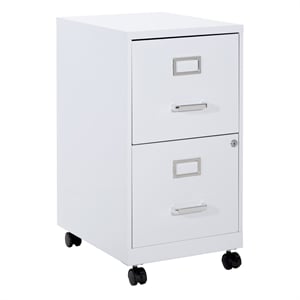 Scranton & Co 2-Drawer Mobile Locking Metal File Cabinet in White