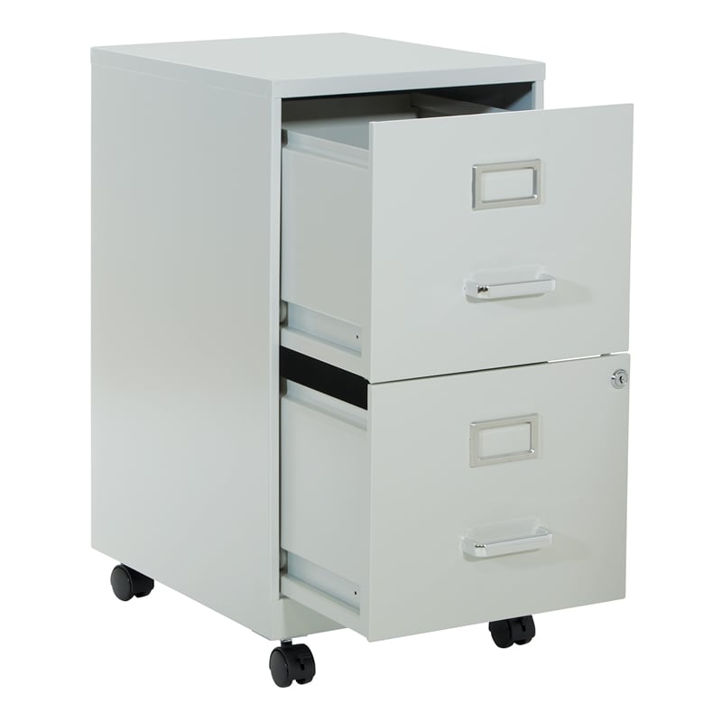 Scranton & Co 2-Drawer Mobile Locking Metal File Cabinet in Gray