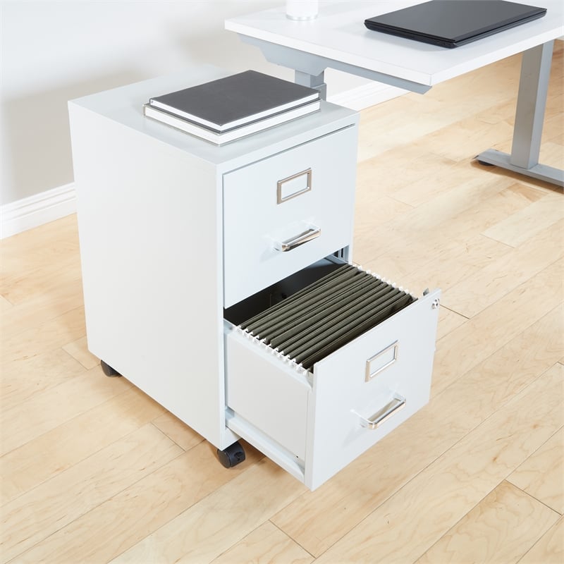 Scranton & Co 2-Drawer Mobile Locking Metal File Cabinet in Gray