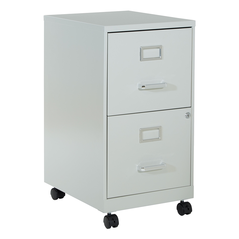 Scranton & Co 2-Drawer Mobile Locking Metal File Cabinet in Gray