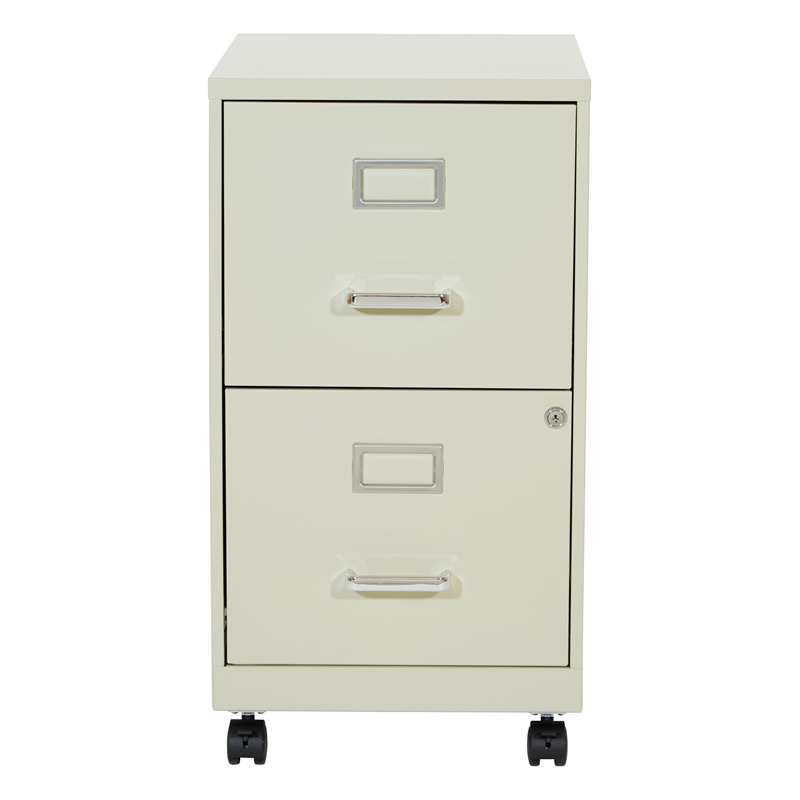 Scranton & Co 2-Drawer Mobile Locking Metal File Cabinet in Tan
