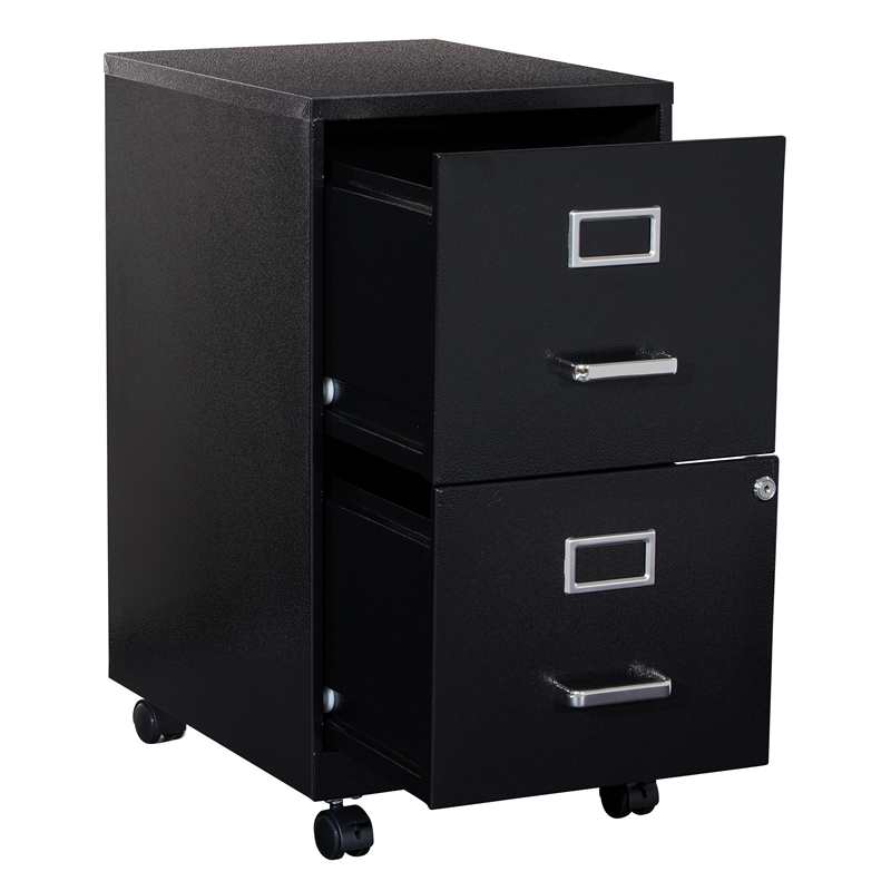 Scranton & Co 2-Drawer Mobile Locking Metal File Cabinet in Black