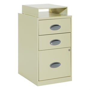 Scranton & Co 3-Drawer Locking Metal File Cabinet with Top Shelf in Tan