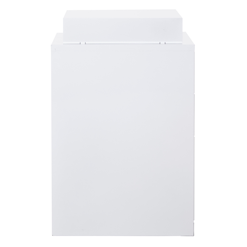 Scranton & Co 3-Drawer Locking Metal File Cabinet with Top Shelf in White