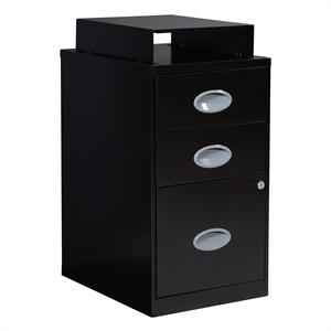 Scranton & Co 3-Drawer Locking Metal File Cabinet with Top Shelf in Black