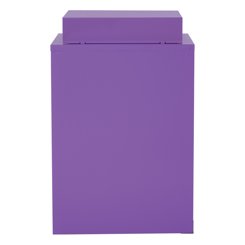 Scranton & Co 3-Drawer Locking Metal File Cabinet with Top Shelf in Purple