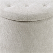 Scranton & Co Round Storage Ottoman in Cream Fabric with Natural Wood Feet