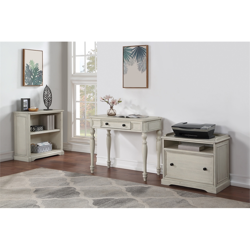 Scranton & Co 2-Shelf Engineered Wood Bookcase in Antique White Finish