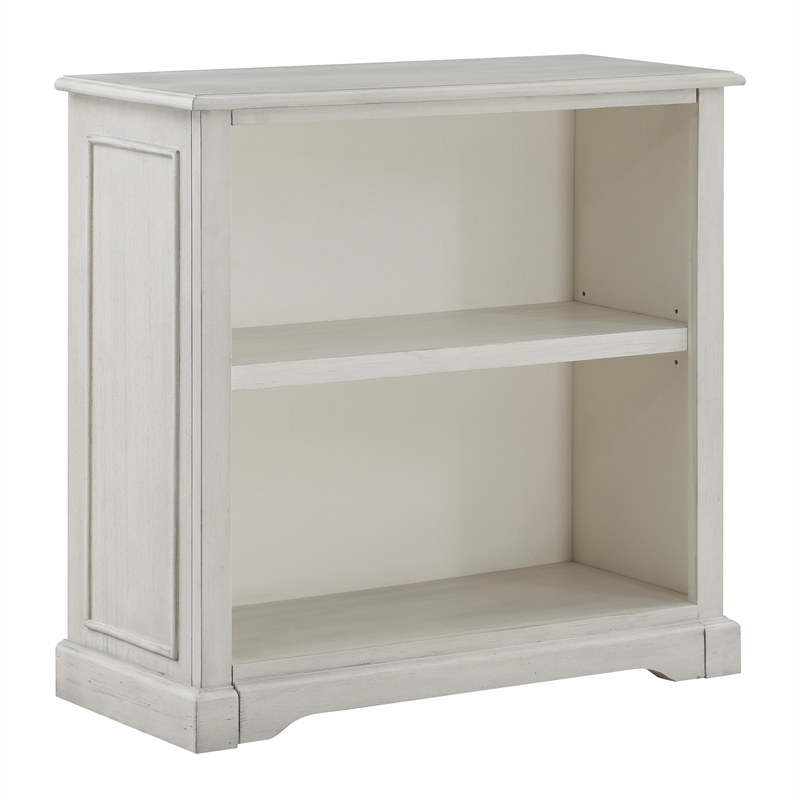 Scranton & Co 2-Shelf Engineered Wood Bookcase in Antique White Finish
