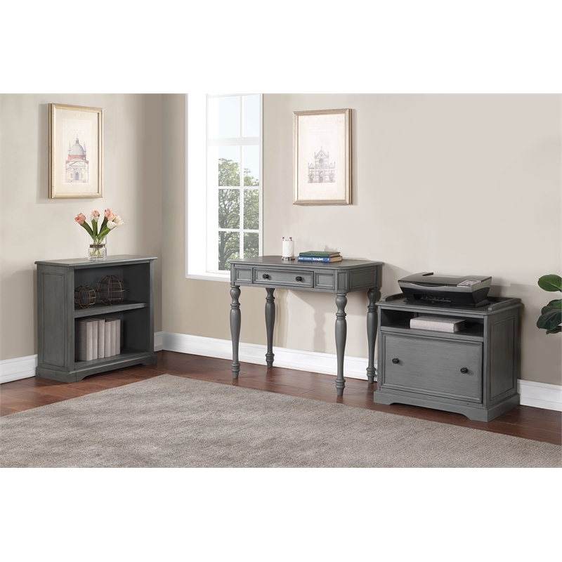 Scranton & Co 2-Shelf Engineered Wood Bookcase in Plantation Gray Finish