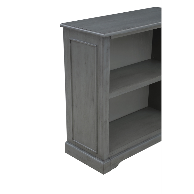 Scranton & Co 2-Shelf Engineered Wood Bookcase in Plantation Gray Finish