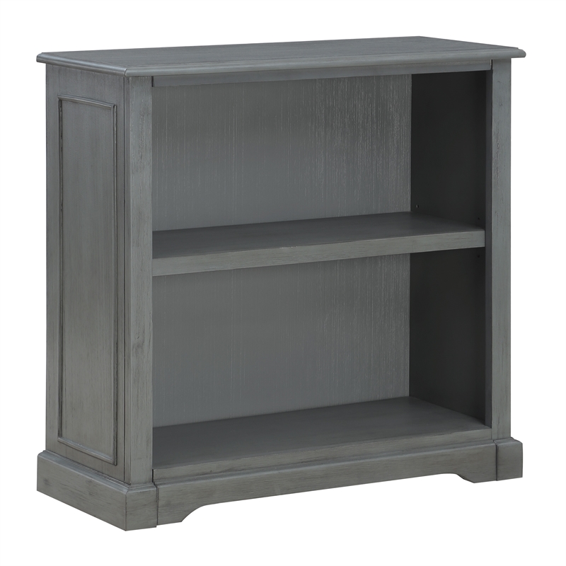 Scranton & Co 2-Shelf Engineered Wood Bookcase in Plantation Gray Finish