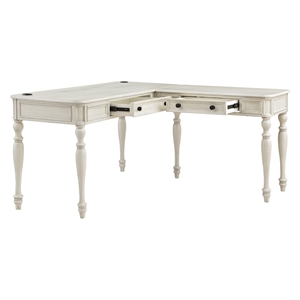 Scranton & Co L-Shape Engineered Wood Desk with Power in Antique White