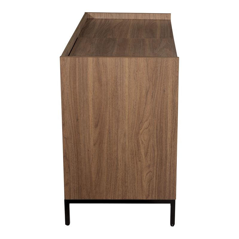 Scranton & Co Record Player Stand with Album Storage in Walnut Wood Finish