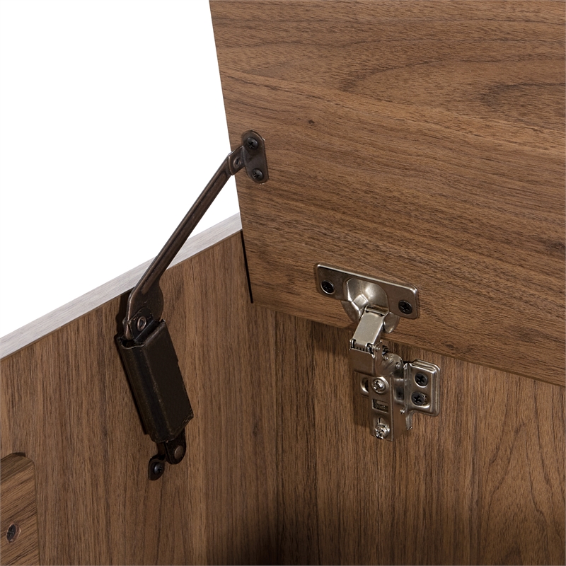 Scranton & Co Record Player Stand with Album Storage in Walnut Wood Finish