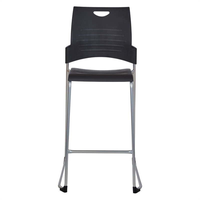 Scranton & Co Tall Black Stacking Chair with Plastic Seat and Back 4-Pack