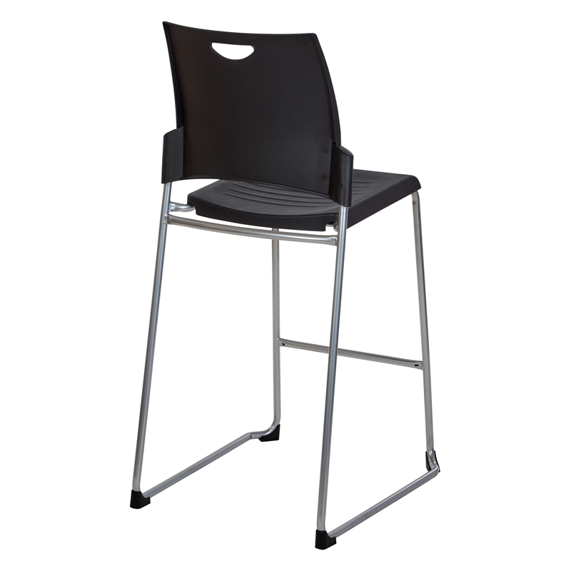 Scranton & Co Tall Black Stacking Chair Plastic Seat and Back 25-Pack with Dolly