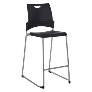 Scranton & Co Tall Black Stacking Chair Plastic Seat and Back 25-Pack with Dolly