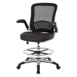 Scranton & Co Mesh Back Drafting Chair with Faux Leather Seat and Flip Arms