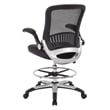 Scranton & Co Mesh Back Drafting Chair with Faux Leather Seat and Flip Arms