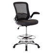 Scranton & Co Mesh Back Drafting Chair with Faux Leather Seat and Flip Arms