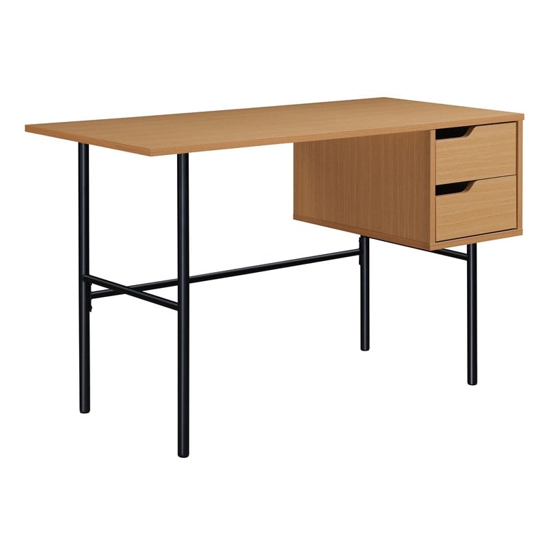 Scranton & Co Writing Desk in Natural Scandinavian Finish with Steel Frame