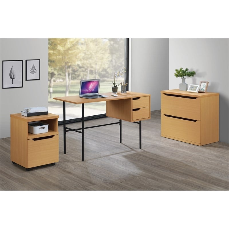 Scranton & Co Writing Desk in Natural Scandinavian Finish with Steel Frame