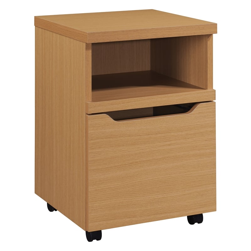 Scranton & Co Rolling File Cabinet in Natural Finish with Dual Casters