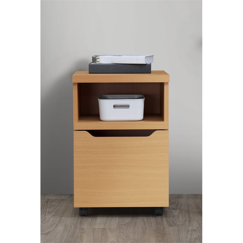 Scranton & Co Rolling File Cabinet in Natural Finish with Dual Casters