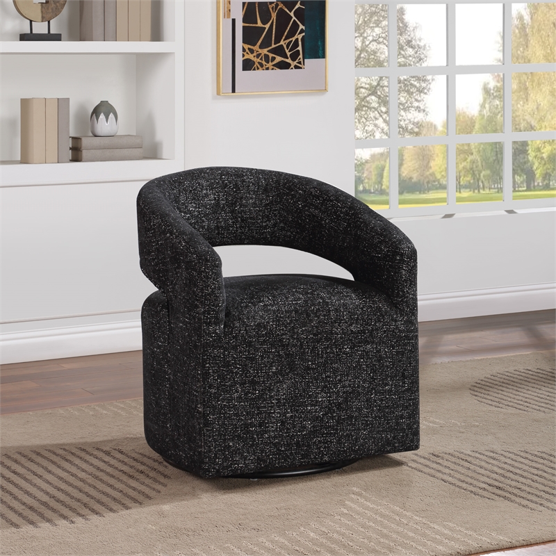 Scranton & Co 360-Degree Swivel Barrel Accent Chair in Midnight Black