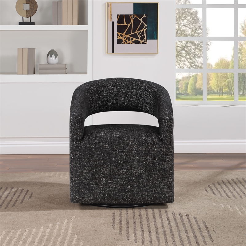 Scranton & Co 360-Degree Swivel Barrel Accent Chair in Midnight Black