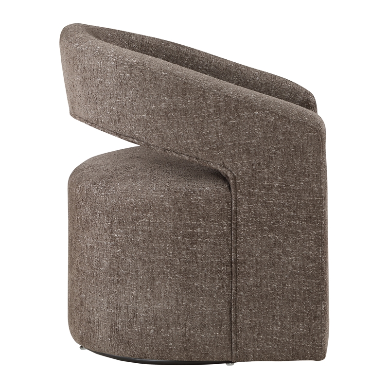 Scranton & Co 360-Degree Swivel Barrel Accent Chair in Brown Fabric