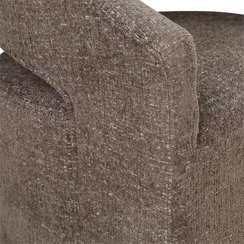 Scranton & Co 360-Degree Swivel Barrel Accent Chair in Brown Fabric