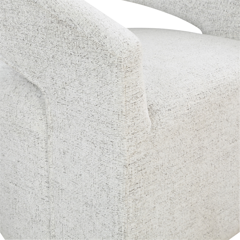 Scranton & Co 360-Degree Swivel Barrel Accent Chair in White Speckle